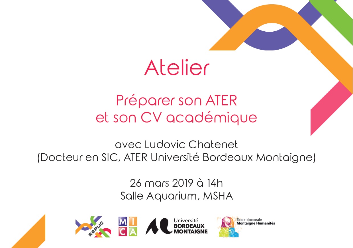 You are currently viewing Atelier Replic – Préparer son ATER et son CV académique